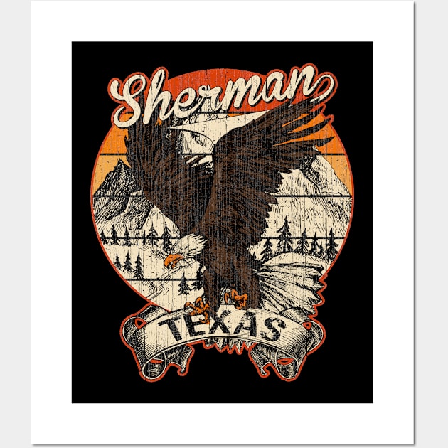 Sherman Texas Bald Eagle Retro Vintage Aesthetic Wall Art by aavejudo